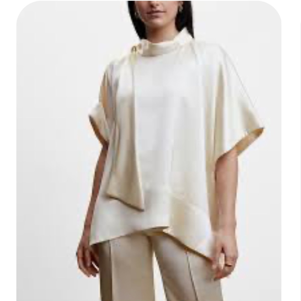 NWT Mango satin draped top.